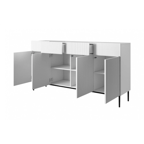 Komoda z szufladami Nicole 200 cm - biały mat / czarne nóżki